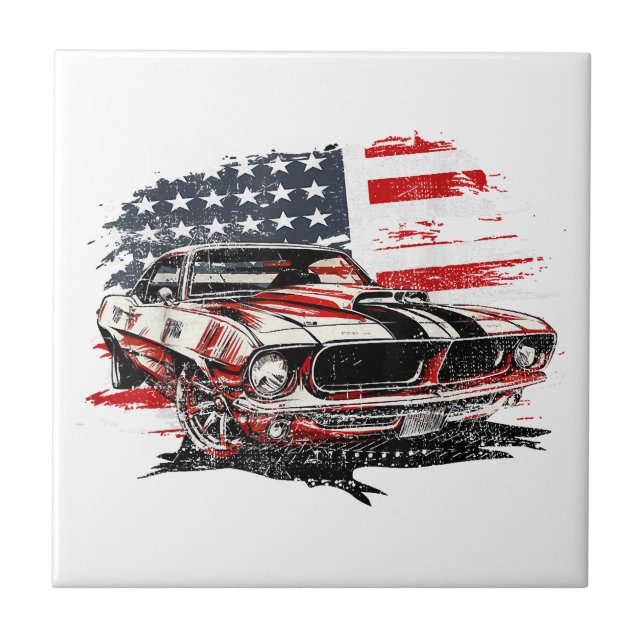 American Flag Patriotic Ceramic Tile (Front)