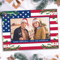 American Flag Patriotic Christmas Custom Photo