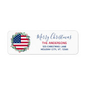 American Flag Patriotic Christmas Return Address Label (Front)