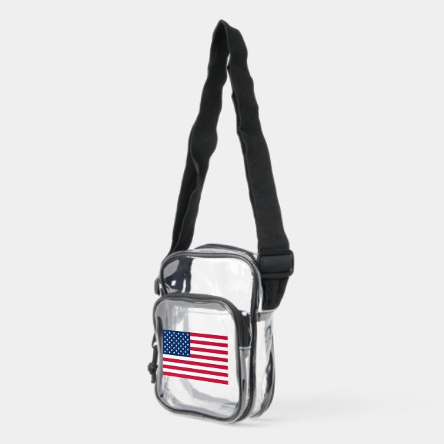 American Flag Patriotic Clear Crossbody Bag (Left)