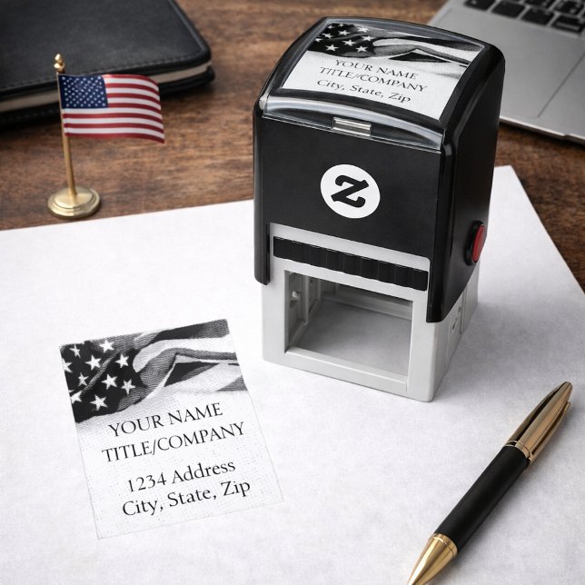 American Flag Patriotic Company Name Self-inking Stamp (Creator Uploaded)