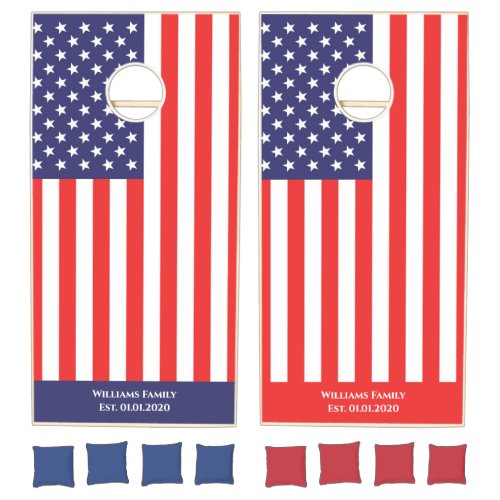 American Flag Patriotic Customizable Cornhole Set