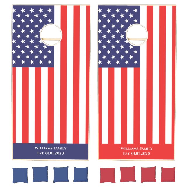 American Flag Patriotic Customizable Cornhole Set (Set)