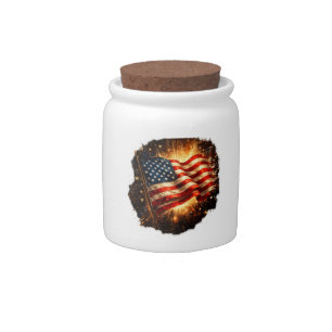 American Flag Patriotic Design Candy Jar