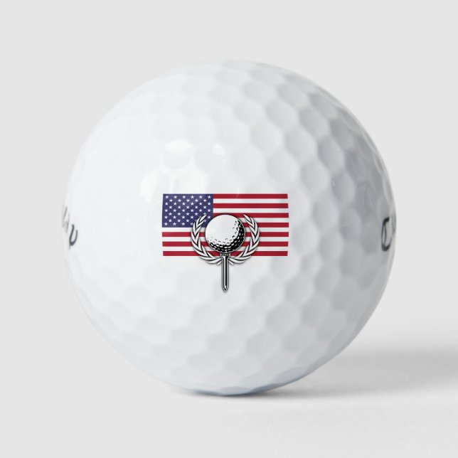 American Flag Patriotic Design Golf Balls (Front)
