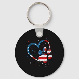 American Flag Patriotic Dog And Cat Paw Print - 4t Keychain