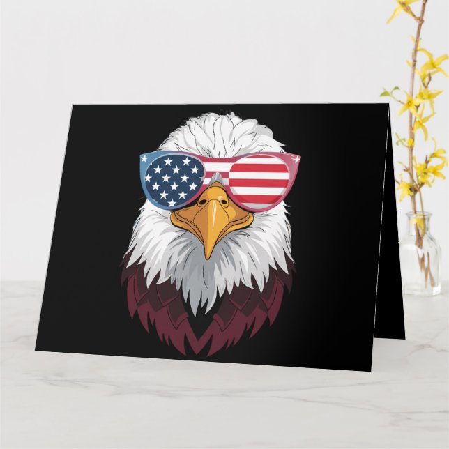 American Flag Patriotic Eagle 4th Of July Card (Yellow Flower)
