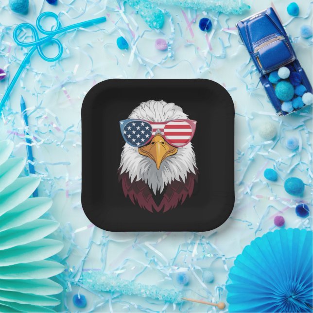 American Flag Patriotic Eagle 4th Of July Paper Plates (Party)