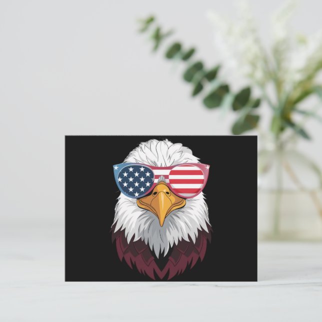 American Flag Patriotic Eagle 4th Of July Postcard (Standing Front)