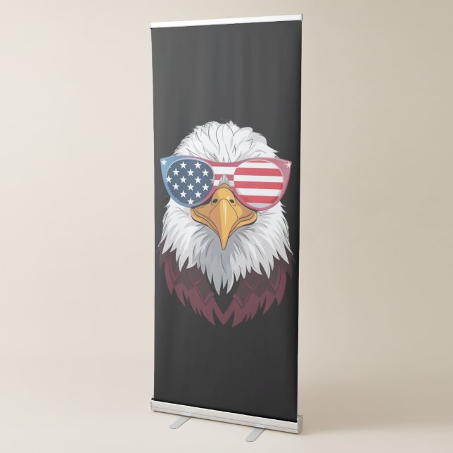 American Flag Patriotic Eagle 4th Of July Retractable Banner (3/4)