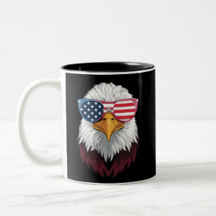 American Flag Patriotic Eagle 4th Of July Two-Tone Coffee Mug