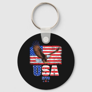 American Flag Patriotic Eagle Independence Day 4th Keychain