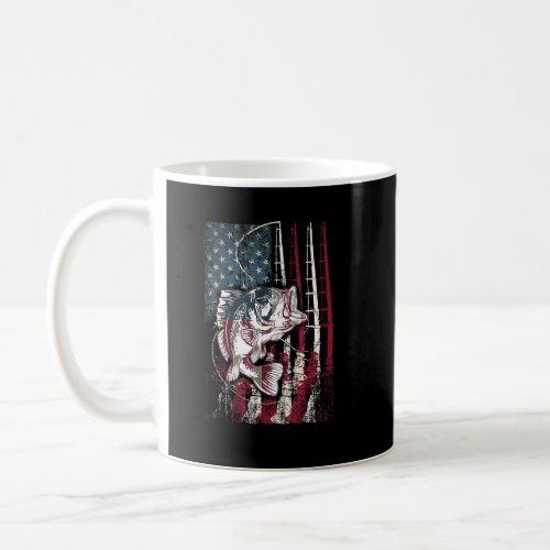 American Flag Patriotic Fishing Vintage Pole Fishe Coffee Mug