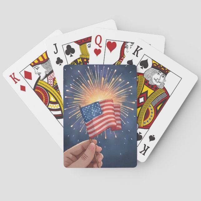 American Flag | Patriotic Fourth of July Poker Cards (Back)