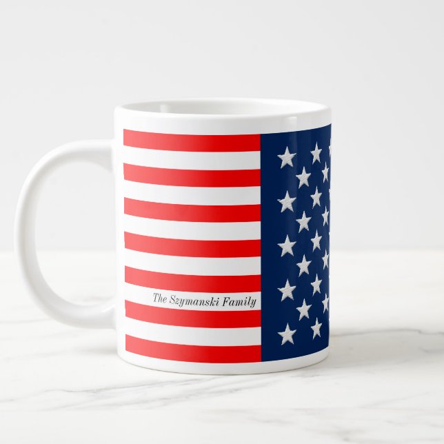 American Flag Patriotic Giant Coffee Mug (Left)