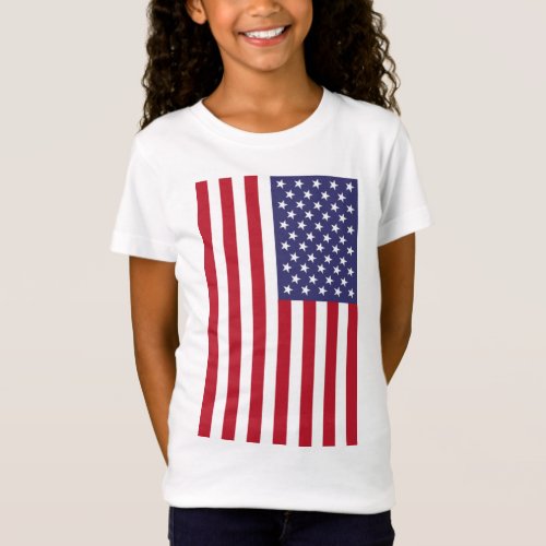 American Flag Patriotic Girls Fine Jersey T_Shirt