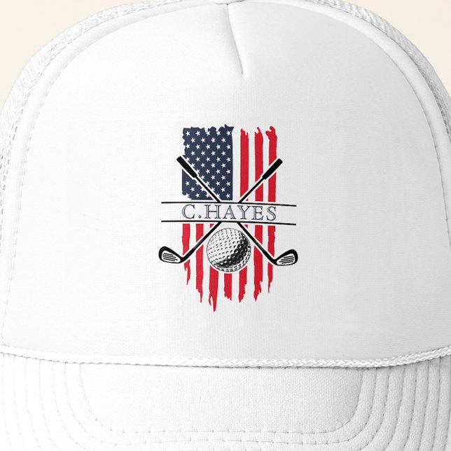 American Flag Patriotic Golfer Trucker Hat (Creator Uploaded)