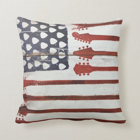 American Flag Patriotic Guitar Music Throw Pillow Zazzle Com