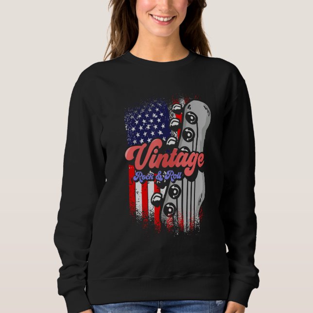 American Flag  Patriotic Guitarist  Vintage Rock A Sweatshirt (Front)
