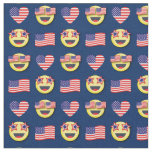 American Flag Patriotic Happy Face 4th of July Fabric