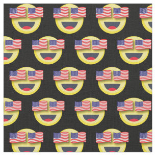 American Flag Patriotic Happy Face 4th of July Fabric