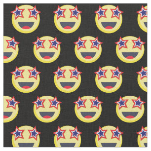 American Flag Patriotic Happy Face 4th of July Fabric