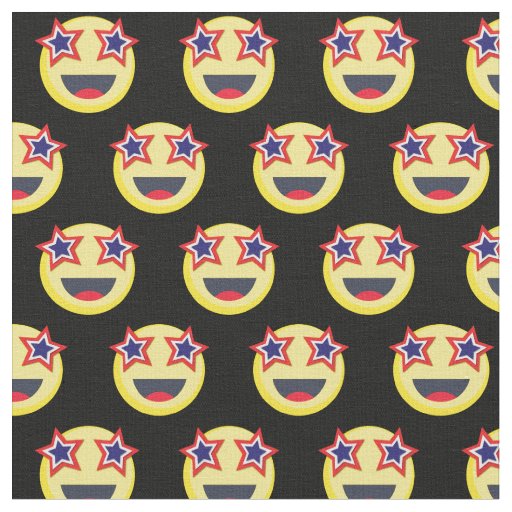 American Flag Patriotic Happy Face 4th of July Fabric