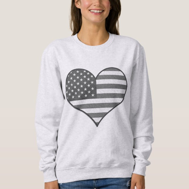 American Flag Patriotic Heart Sweatshirt (Front)