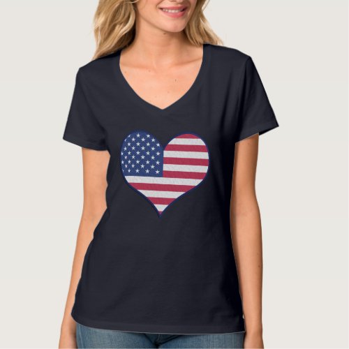 American Flag Patriotic Heart T_Shirt