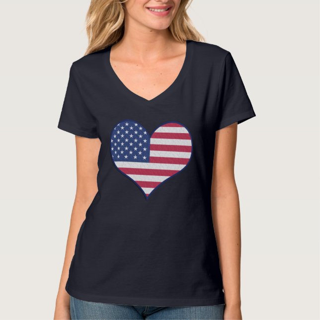 American Flag Patriotic Heart T-Shirt (Front)