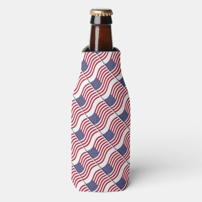 American Flag Patriotic Holliday Can Cooler (Bottle Front)