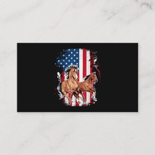 American Flag Patriotic Horse Horseback Riding Far Business Card