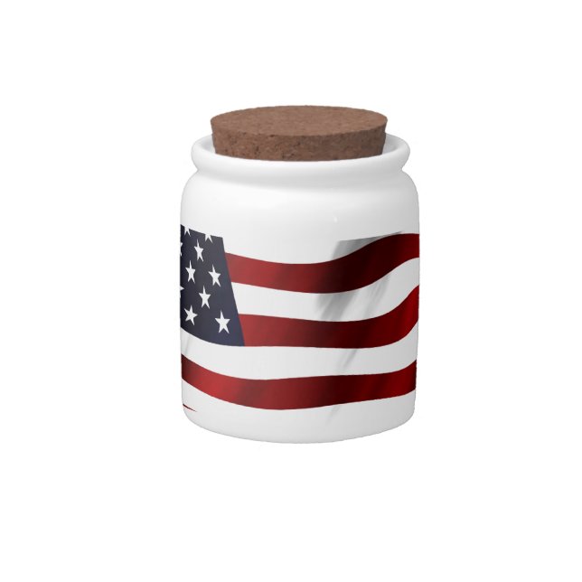 American Flag Patriotic Independence Day Candy Jar (Front)