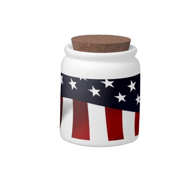 American Flag Patriotic Independence Day Candy Jar (Left)
