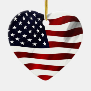 American Flag Patriotic Independence Day Ceramic Ornament
