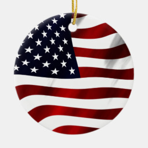 American Flag Patriotic Independence Day Ceramic Ornament