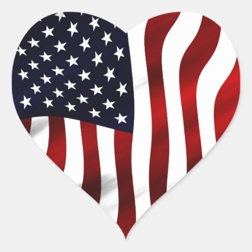 American Flag Patriotic Independence Day Heart Sticker