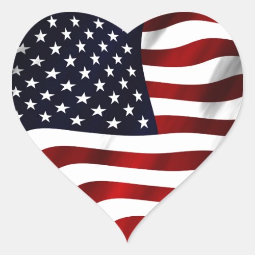 American Flag Patriotic Independence Day Heart Sticker