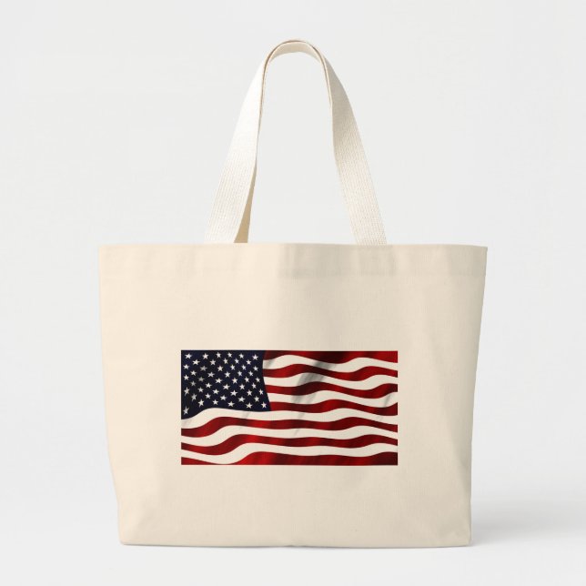 American Flag Patriotic Independence Day Large Tote Bag (Front)