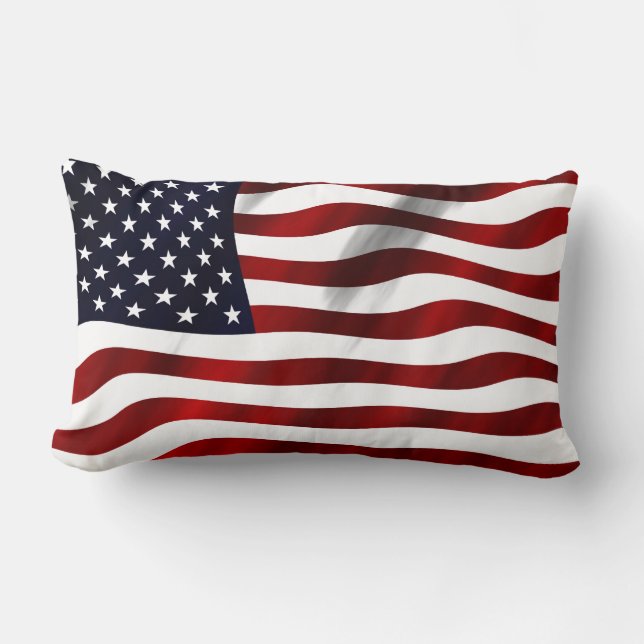 American Flag Patriotic Independence Day Lumbar Pillow (Front)