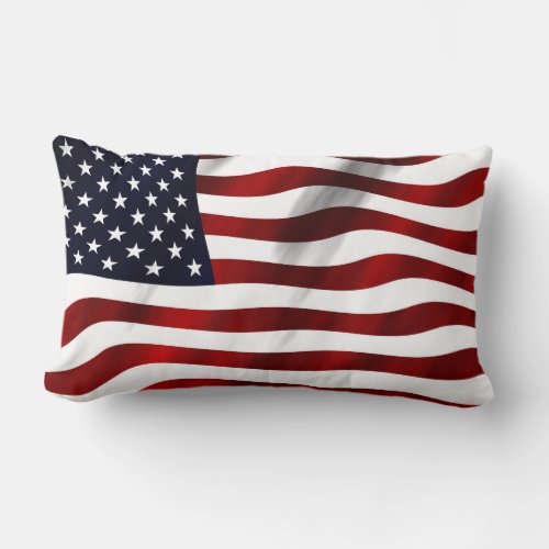 American Flag Patriotic Independence Day Lumbar Pillow