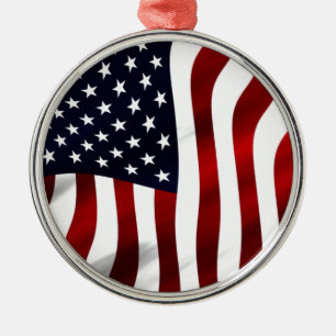 American Flag Patriotic Independence Day Metal Ornament