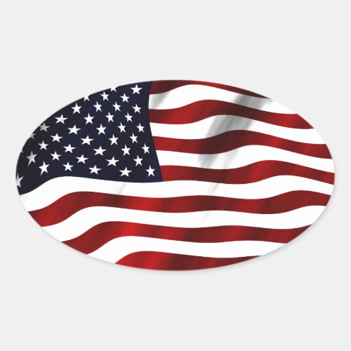 American Flag Patriotic Independence Day Oval Sticker