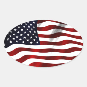 American Flag Patriotic Independence Day Oval Sticker