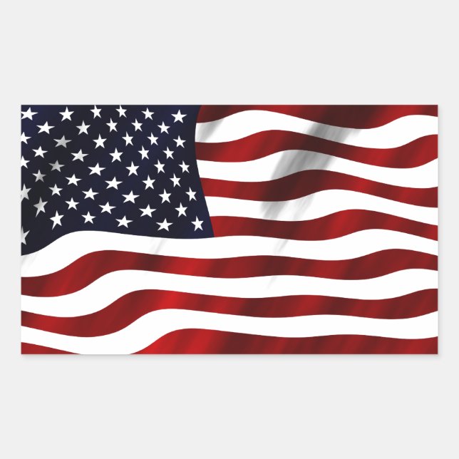 American Flag Patriotic Independence Day Rectangular Sticker (Front)