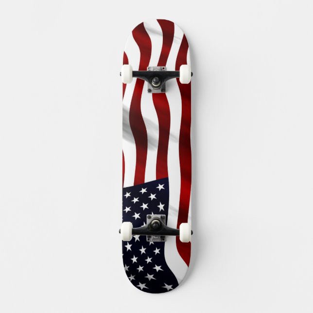 American Flag Patriotic Independence Day Skateboard Deck (Front)