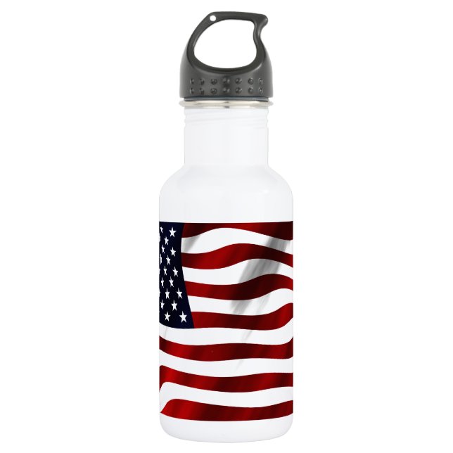 American Flag Patriotic Independence Day Water Bottle (Front)