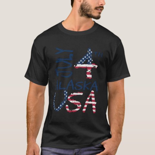 American Flag Patriotic July 4Th Alaska T_Shirt