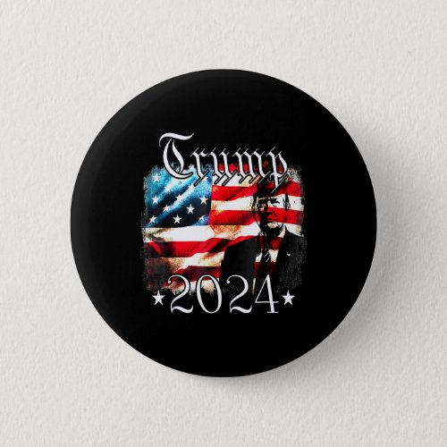 American Flag Patriotic July 4th Donald Trump 2024 Button