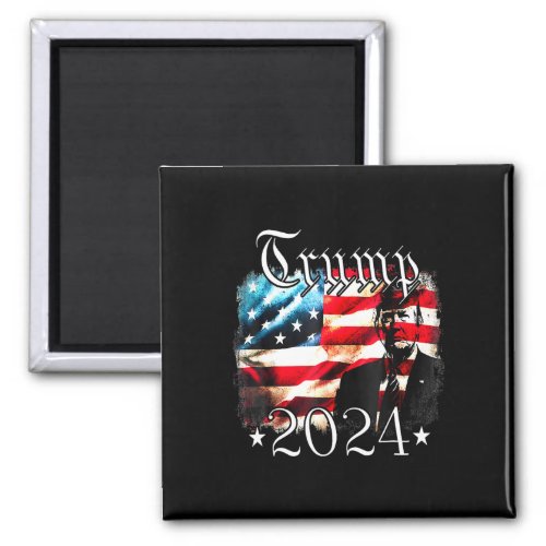 American Flag Patriotic July 4th Donald Trump 2024 Magnet